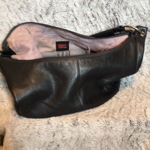 Black leather hobo bag